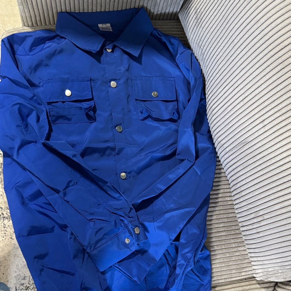 Vibrant Blue Button-Up 80’s Suit